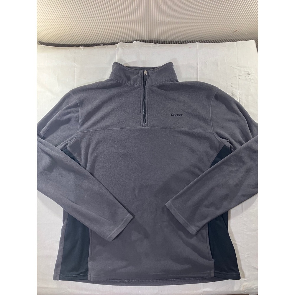 Reebok Men Gray Fleece 1/4 Zip Long Sleeve Pullover Sweatshirt Size XL